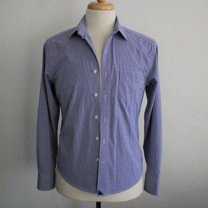 Untuckit Mens Purple Blue Plaid Performance Button Up Shirt - Size Small